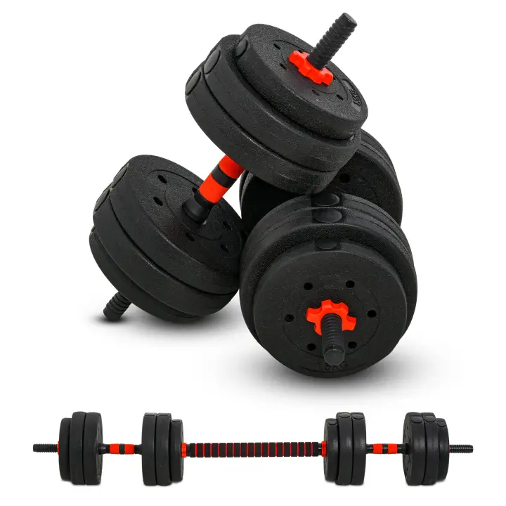 HOMCOM Juego de Mancuernas 2 en 1 de 25 kg con Barra Ajustable Entrenamiento de Fuerza y Levantamiento de Pesas para Hogar Oficina Gimnasio Negro - 1