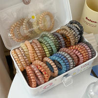 Set De 5 Scrunchies De Cordón De Teléfono Colores Gradientes Y Estampado a Cuadros Accesorios Para El Cabello Elásticos De Goma Para Mujer - details 2