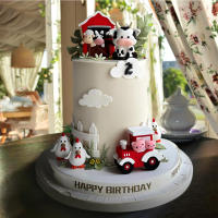 6pcs Decoración De Pastel De Animal Para Fiesta De Cumpleaños En Granja Adornos De Pastel De Bovino Para Baño De Mantequilla De Bebé Decoración De Fiesta - details 3