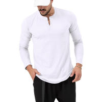 Camiseta de manga larga con cuello redondo de otoño para hombre, jersey holgado, camiseta informal de manga larga para hombre - details 13