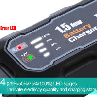 Cargador Automático De Batería Para Motocicleta 12V 1500mA Mantenedor Para Coche/RV/ATV/Lancha Cargador De Batería En Trickle Con LED - details 5