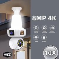 Cámara IP Inalámbrica Wifi E27 Con Doble Lente Tres Pantallas 8MP Visión Nocturna IR Seguridad Red Mini CCTV Para El Hogar - details 0