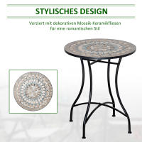 Mesa de Jardín Mesa Mosaic Mesa Bistro Redonda Verde Beige Blanco Cerámica Mosaic Superior Ø 60cm Jardín Balcón Patio - details 1