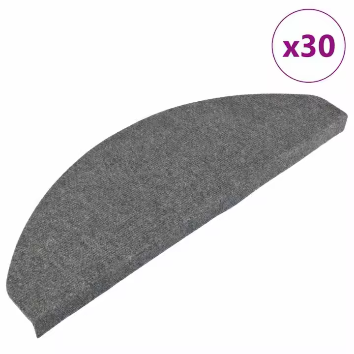 vidaXL Alfombrilla autoadhesiva escalera 30 uds gris 65x22,5x3,5 cm - 1