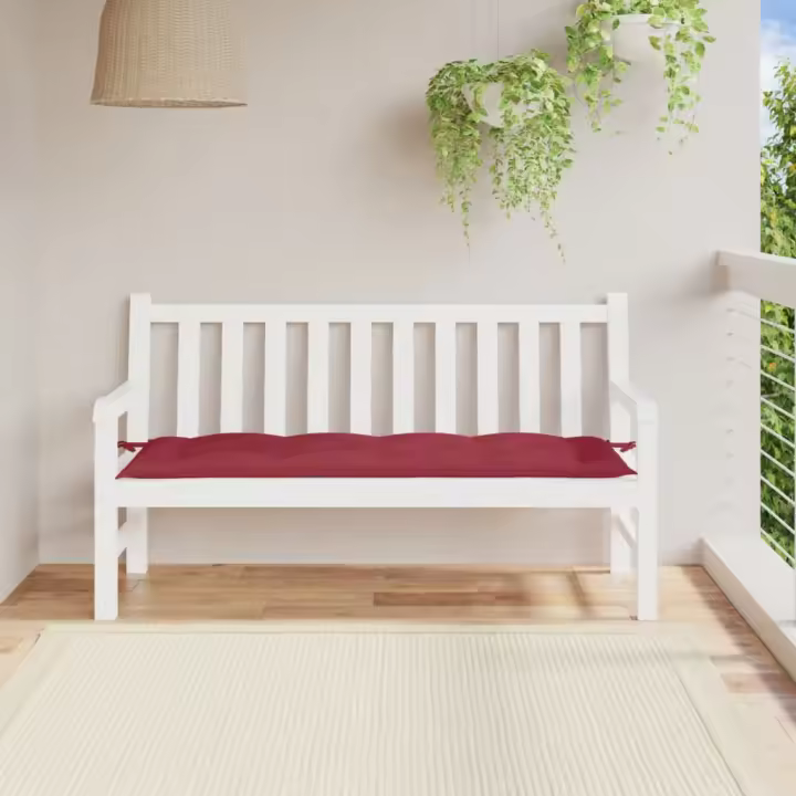 vidaXL Cojín de banco de jardín tela Oxford rojo tinto 150x50x7 cm - 1