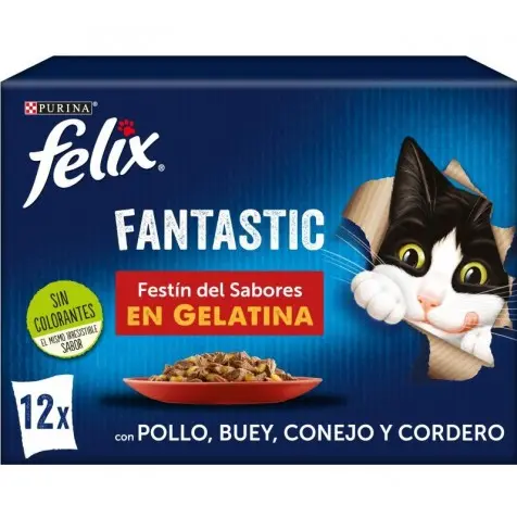 Felix Fantastic Festín De Carnes En Gelatina Para Gatos 12 X 85 Gr - 1