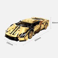 Bloques De Construcción De Coche Deportivo T1005 Electroplata Dorada 1:14 1309PCS Juguete Tecnológico De Carreras Para Adultos Y Niños - details 4