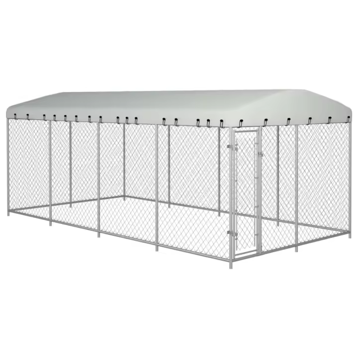 vidaXL Perrera de exterior con techo 7,6x3,8x2,3 m - 1