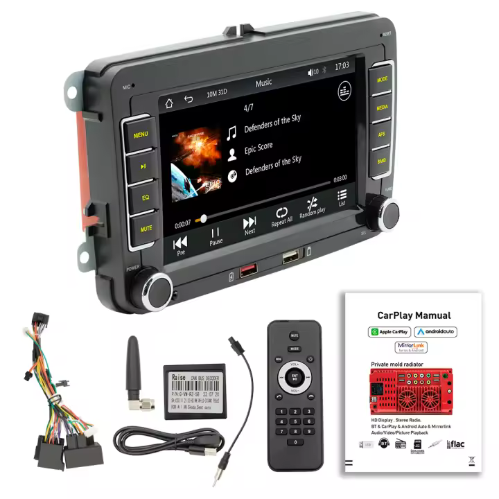 Radio Multimedia con Bluetooth para coche, reproductor inalámbrico con Android, CarPlay, 7 pulgadas, 2DIN, para VW/Passat/Touran/Caddy /Jetta - 1