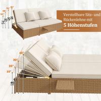 Chaise longue de Jardín Para dos personas, chaise longue de exterior de ratán, sofá de ratán, se puede utilizar Como Mueble de Jardín de exterior, adecuado para salones, balcones y Jardines, resistente a la intemperie, plegable, con los codos - details 3