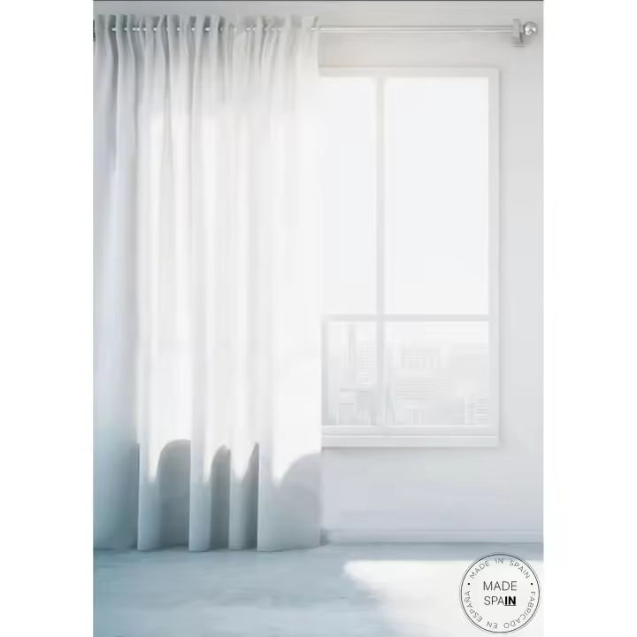 La cortina Stone Color Blanco, (T S S Textil Decoración) con ollados y cinta multifunción, aporta un toque de sofisticación y luminosidad a tu salón, dormitorio o cocina. Fabricada en España con materiales de alta calidad.Disfruta de la calidad - 1