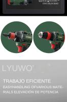 LYUWO Herramienta De Taladro Eléctrico Multifuncional Sin Escobillas Alta Torque Con Carga Doble Uso Clip Y Herramienta De Tornillería Incluye Batería - details 2