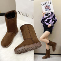 Botas De Nieve De Piel Suave Para Mujer Botas De Media Calf Comfortables Y Calientes Con Suela Gruesa Y Tacón Medio Estilo Casual Y Moda Color Sólido Invierno - details 3