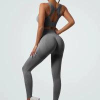 Conjunto De Yoga Para Mujer Sin Costuras Beauty Back Sports Bra Y Leggings De Elevación Glúteos Ropa De Gimnasio Transpirable Fitness Set Para Ejercicio - details 14