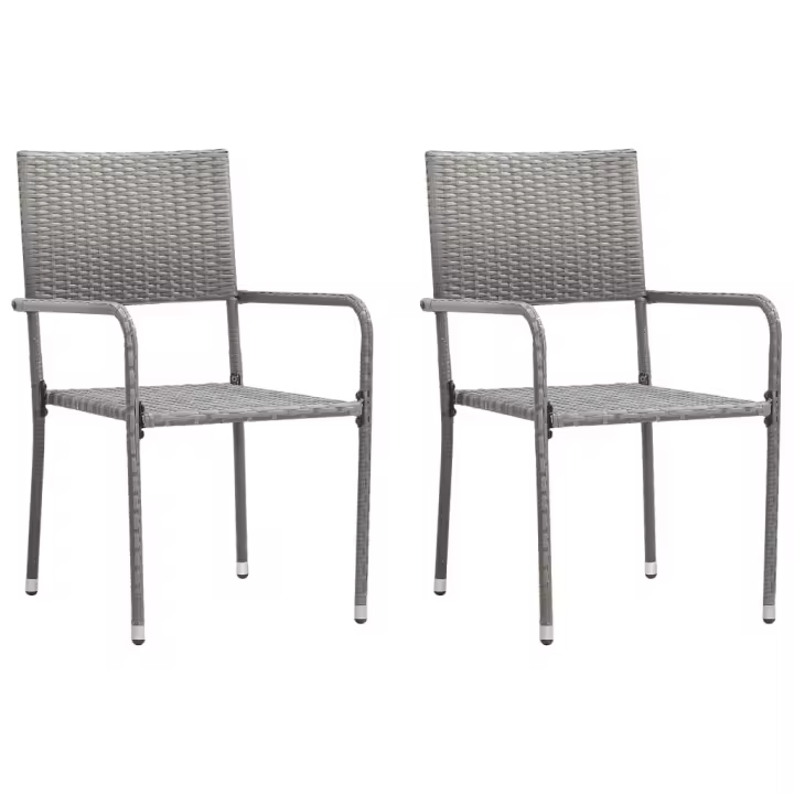 vidaXL Sillas comedor de jardín apilables 2 uds ratán sintético gris - 1