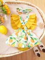 Vestido De Verano Para Bebé Cómodo Y Fresco Con Estampado De Frutas Y Verduras Estilo Casual Y Dulce Para Niñas - details 1