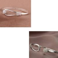 Pulsera de Plata with Boton with elegant clip para Mujer, pulsera de Plata con diseño floral, pulsera con dijes de Plata, brazalete clásico, joyería para Mujeres y niños ( - details 1