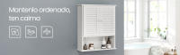 Armario de Pared para Baño, Armario Colgante, Armario de Almacenamiento con Estante Ajustable, Puertas de Doble Persiana y Estante Abierto, 20 x 60 x 70 cm, Blanco BBC27WT - details 0