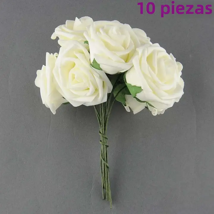 10Pcs Rosas De Espuma PE Artificiales Para Bodas Decoración De Mesa Y Fiestas Blancas Flores Falsas Para Decoración Del Hogar Y Cumpleaños - 1