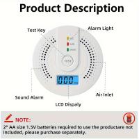 Detector de monóxido de carbono, 2 unidades, alimentado por batería, sensor de respuesta rápida, pantalla LED digital, instalación sencilla - details 2