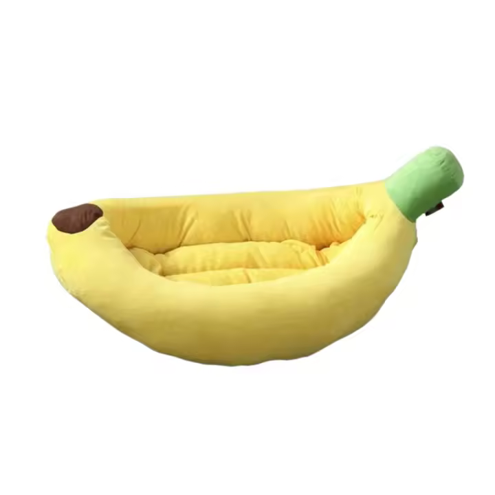Cama Para Perro En Forma De Plátano Almohadilla Suave Y Transpirable Para Pequeños Y Medianos Perros Nido De Mascota De Terciopelo - 1