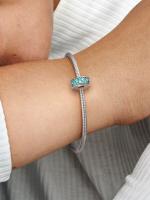 Pandora - Charm with clip en pavé Verde azulado - Plata de Lei - details 2
