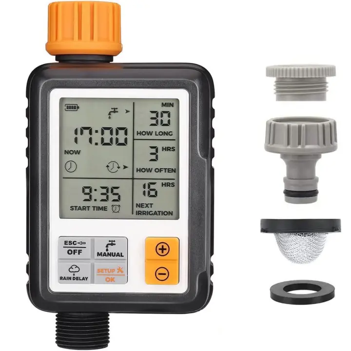 Temporizador de Riego Automático, temporizador de Riego por Goteo, resistant al agua y para uso en Exteriores, múltiples Modos, Pantalla LCD de 3 ", Riego para Jardín, Granja, césped, Flores - 1