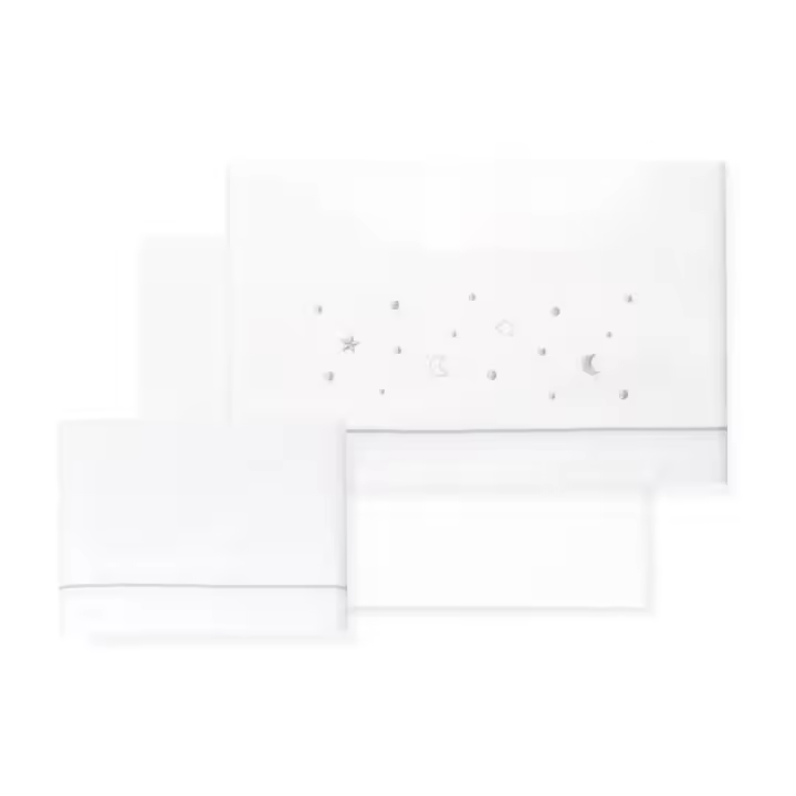 Sábanas Minicuna 100% Algodón  50X80 Estrellas (bajera+encimera+funda almohada) Modelo  Interbaby - 1