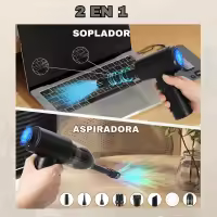 BIT Soplador de Polvo Eléctrico y Aspirador 2 en 1, Aire Comprimido Limpieza pc, 3 Velocidades, Mini Aspiradora de Mano, Luz Led,Bolsa y Accesorios.12000Pa Succión,Recargable y Portatil - details 2