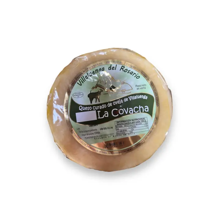 Queso curado de Oveja Artesano La Covacha envuelto en Aceite de Oliva,  Un viaje gustativo a la Sierra de Grazalema. (1 QUESO 2KG APROX) (1/2 QUESO 1KG APROX). - 1