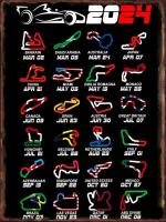 Calendario F1 2024 Signs De Metal Vintage Para Decoración De Pared De Sala Y Clubes Placa Retro De Carreras De Circuito - details 6