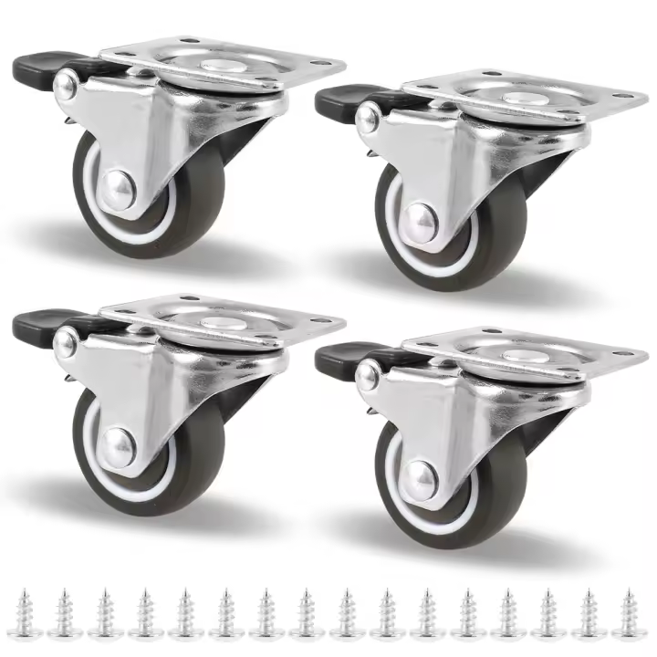4Pc Rodillos Giratorios Silenciosos De Alta Resistencia Para Muebles Con Freno De Seguridad Caster Rotativo De Goma Para Mesa Silla Sofá - 1