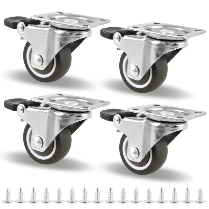 4Pc Rodillos Giratorios Silenciosos De Alta Resistencia Para Muebles Con Freno De Seguridad Caster Rotativo De Goma Para Mesa Silla Sofá - 1