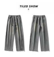 Machete Jeans Para Hombres Verano Nuevo Tendencia Pantalones Americanos Anchos Con Bolsillos Grandes Lavados Estilo Wide Leg - details 7