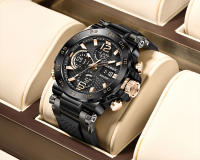 Reloj De Pulsera LIGE Para Hombre Resistente Al Agua Con Pantalla Dual LED Y Luminosidad Deportivo De Outdoor Y Business Cronógrafo Cuarzo De Moda - details 17
