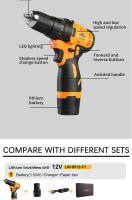 LYUWO12V Taladro Eléctrico Sin Cable De Alta Torque Con Motor Brushless Mini Taladro De Impacto Portátil Cargable Herramienta Eléctrica Para Tornillos - details 16