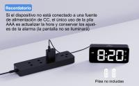 Despertador Digital LED Timits con Doble Alarma y 8 Tonos - Reloj Despertador con Volumen y Brillo Ajustables - Reloj Digital Sobremesa con Snooze - Alimentación por Cable USB (Nero) - details 6