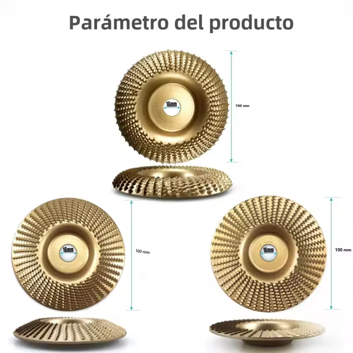Juego De 3 Discos De Grabado En Madera Dorada Para Amoladora De Ángulo De 4" O 4 1/2" Rueda De Modelado Para Corte De Madera - 1