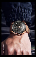 Reloj De Cuarzo Para Hombre OLEVS Con Fase Lunar Calendario Óptimo Resistente Al Agua Y Luz Piel Marrón Correa De Cuero Reloj De Mano Para Hombres - details 15