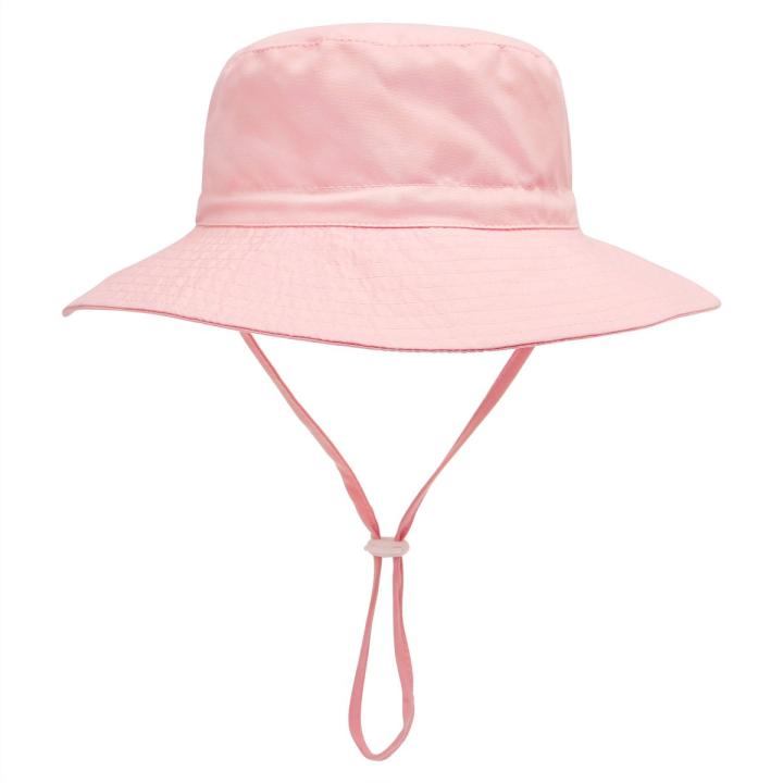 Baby zonnehoedje - 0-3 maanden baby zonnehoedje - baby zonnehoedje voor meisjes - baby strandhoedje met brede rand - baby bucket hat - unisex - hoofdomtrek 44-46 cm - zonnehoedje geschikt voor baby's en kinderen van 0-8 maanden - maat XS roze