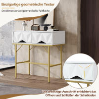 Mesa de entrada moderna y elegante con muebles geométricos tridimensionales para entradas y salones (Blanco + patias Doradas) - details 2