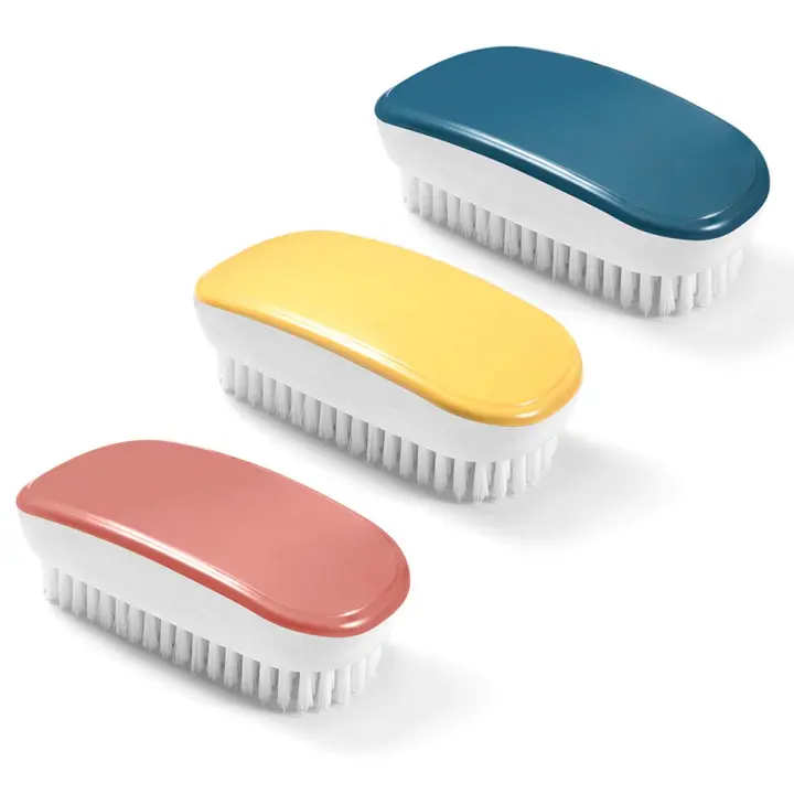 Cepillo de lavandería, cepillo de limpieza, 3 piezas coloridos detalles de mano protección cepillo de limpieza herramienta para zapatos, alfombras, cocina, baño (amarillo, rojo, azul) - 1