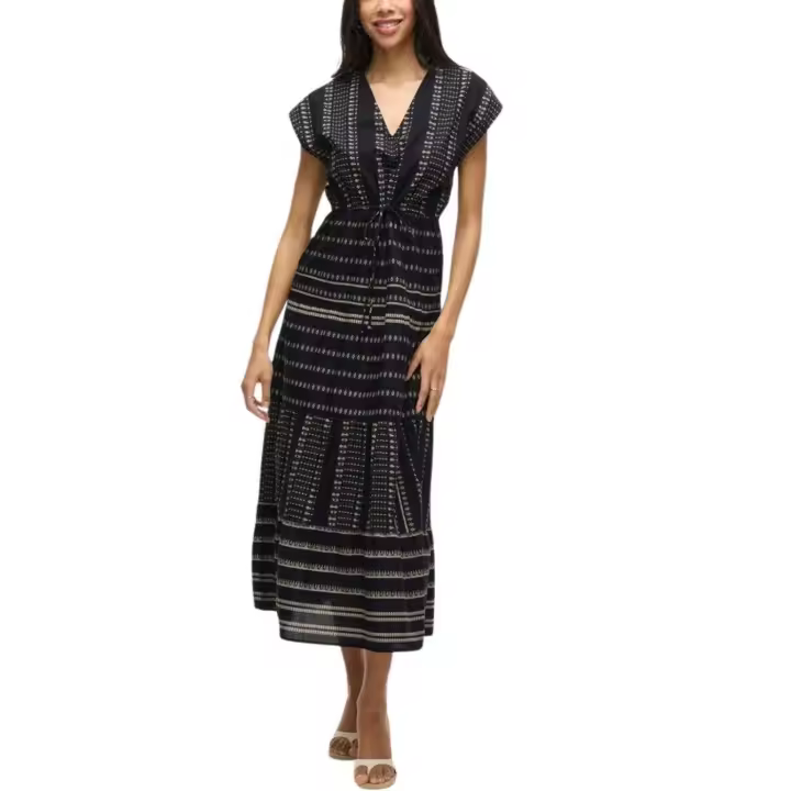 VISAVILA V-NECK S/L ANCLE DRESS Black Beauty - 1