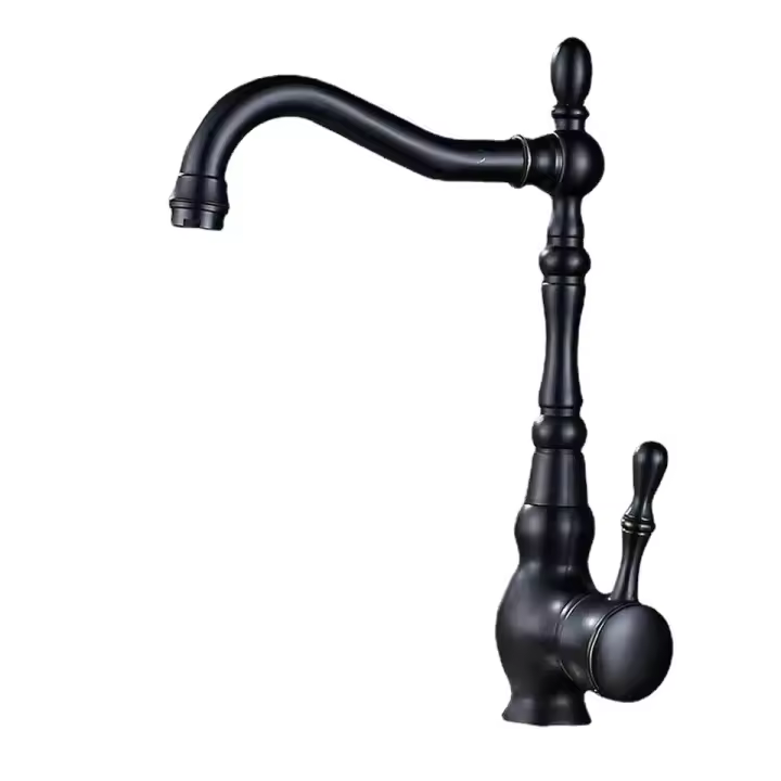 Grifo de Cocina Negro con Caño giratorio de 360 °, grifo de cocina negro vintage - 1