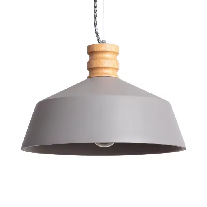 Ledkia Lámpara Colgante Hormigón y Madera Kukojoa Gris - 1