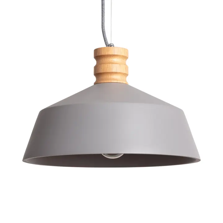 Ledkia Lámpara Colgante Hormigón y Madera Kukojoa Gris - 1