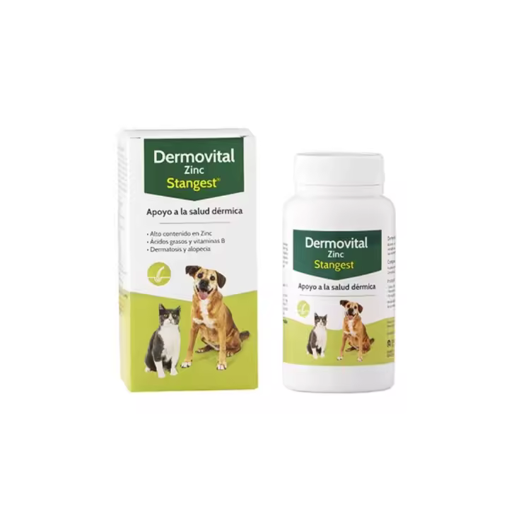 STANGEST - Dermovital Zinc (60 Comprimidos) - Alimento Complementario para el Apoyo de la Función Dérmica en Perros y Gatos - 1
