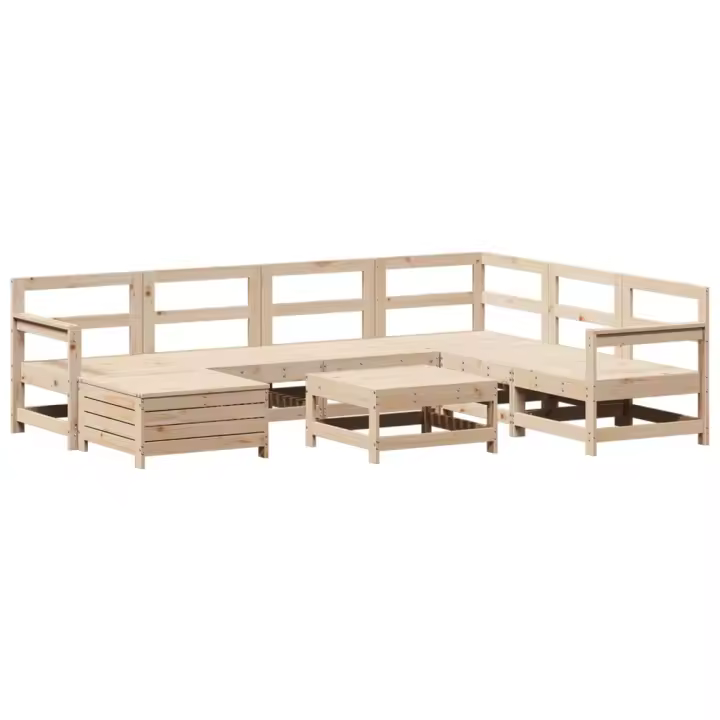 vidaXL Juego de sofás de jardín 8 pzas madera maciza de pino - 1