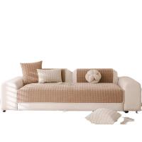 Cojín De Sofá De Nueva Estilo Crema Edge-wrapped Color Sólido Antideslizante Cálido Para Invierno Cubierta De Sofá Resistente a Gatos - details 2
