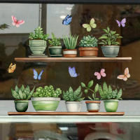 Pegatinas De Ventana Para Decoración De Hogar Con Plantas Verdes Minimalistas Y Frescas Autoadhesivas Para Vidrio De Las Ventanas - details 2